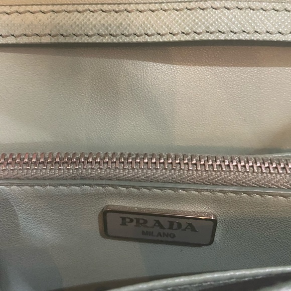 Prada Saffiano Wallet on a Chain in Aquamarine - Picture 9 of 11